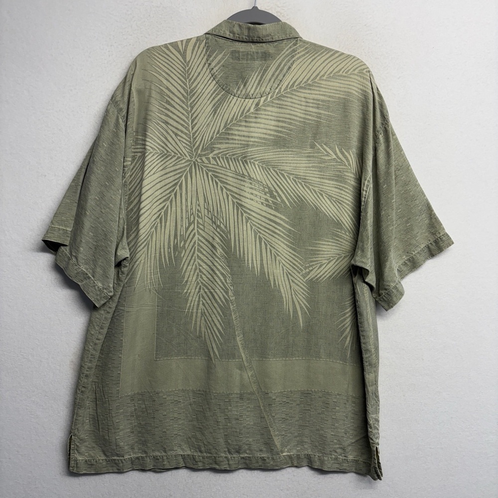 Tommy Bahama L 100% Silk Green Palm Tree Button Down Shirt Short Sleeve - Picture 4 of 6